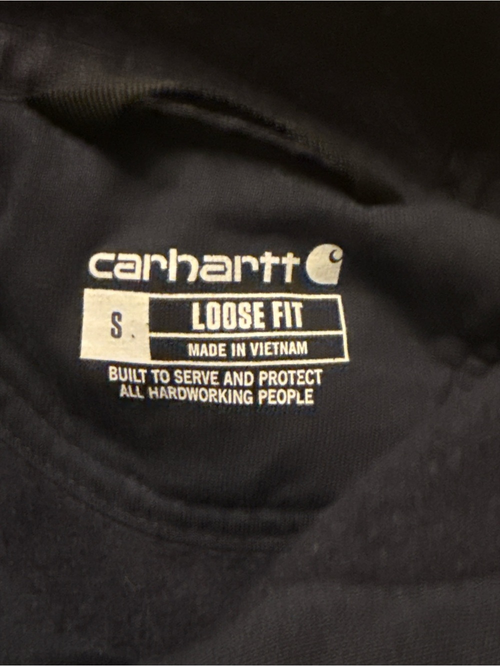 Carhartt Navy Blue  Sweatshirt with White Logo Print Loose Fit Size Small - Picture 3 of 5